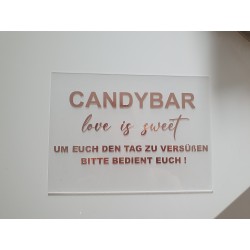 Acrylschild Candybar transparent 18 x 13 cm