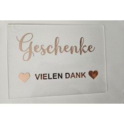 Geschenke Acrylschild Hochzeitsschild transparent ca. 18 x 13 cm