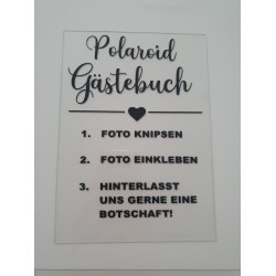 Acrylschild Polaroid Gästebuch transparent 18 x 13 cm