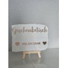 Acrylschild Hochzeitsschild Geschenketisch mit weißem Acrylhintergrund ca. 18 x 13 cm