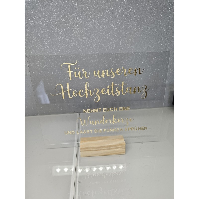 Acrylschild Hochzeitstanz Wunderkerzen transparenter oder weißer Acryl