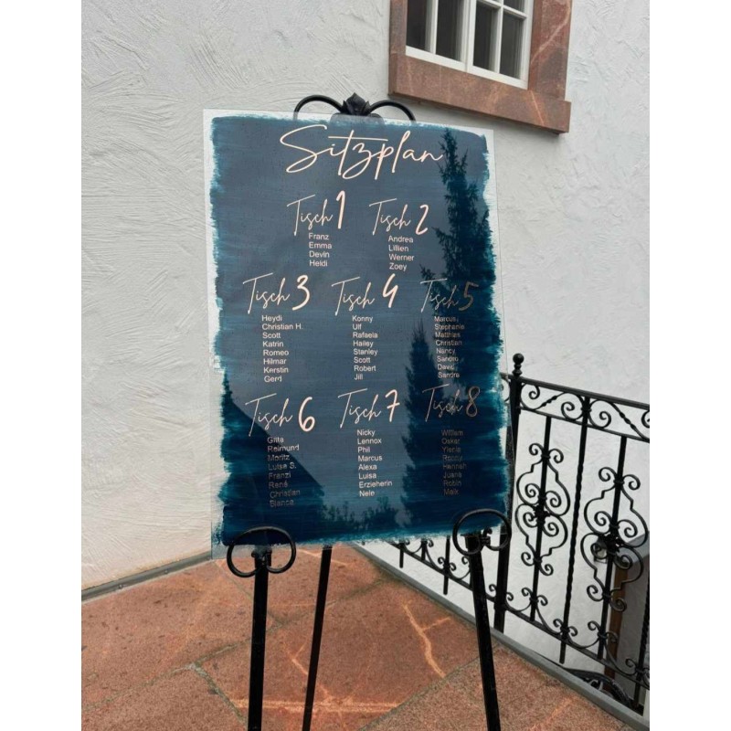 Sitzplan Schild Acryl Personalisiert 50 x 70 cm Hochzeit