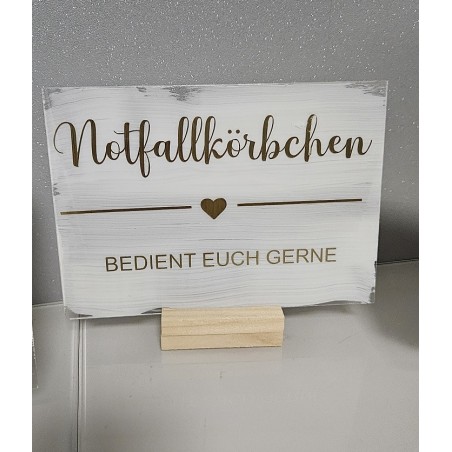 copy of Acrylschild Geschenke mit weißem Acrylhintergrund in der Textfarbe gold-glänzend