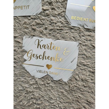 Karten & Geschenke Acrylschild Hochzeitsschild transparenter oder weißer Acrylhintergrund ca. 18 x 13 cm